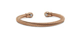 Mens Pure Copper Twist Magnetic Bangle in Rose Gold