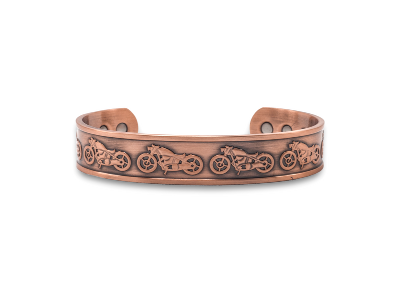 Mens Copper Harley Motorbike Magnetic Bangle - Medi Safe by Arabesques Jewels