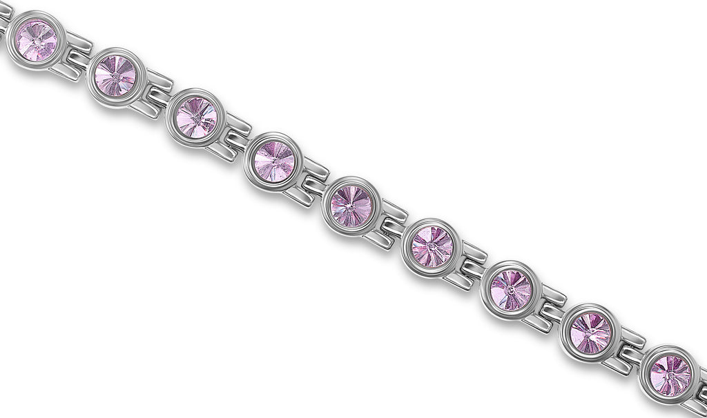 Premium Ladies Lilac Swarovski Crystal Titanium  Magnetic Bracelet - Medi Safe by Arabesques Jewels