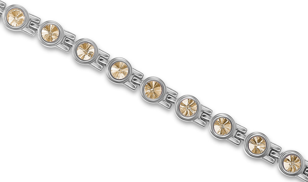 Premium Ladies Champagne Swarovski Crystal Titanium  Magnetic Bracelet - Medi Safe by Arabesques Jewels