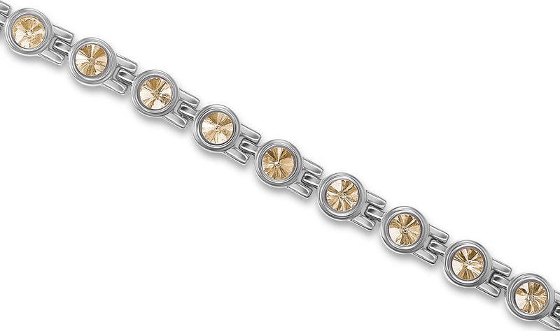 Premium Ladies Champagne Swarovski Crystal Titanium  Magnetic Bracelet - Medi Safe by Arabesques Jewels