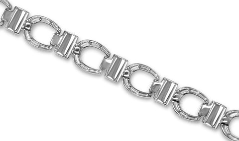 Ladies Premium Magnetic Titanium Equestrian Bracelet in Silver - Medi Safe by Arabesques Jewels