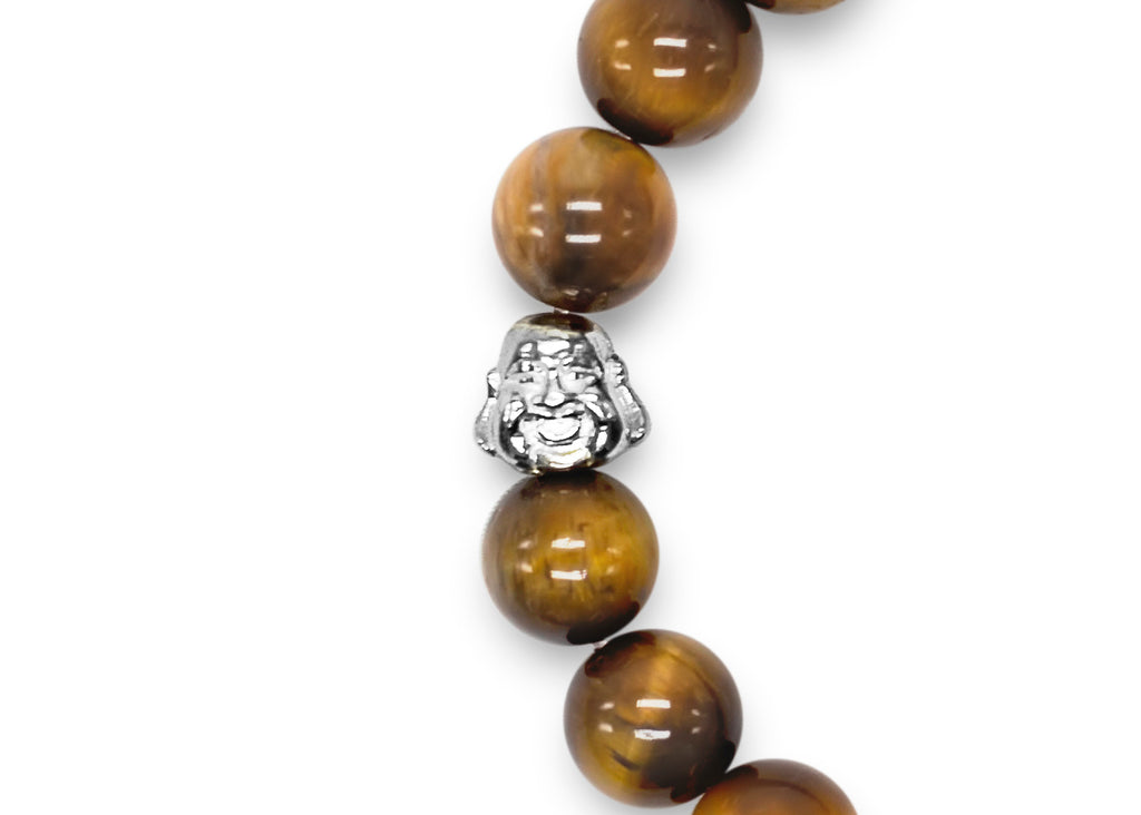 Unisex Sterling Silver & Tiger Eye Mala/Yoga Bracelet - Medi Safe by Arabesques Jewels