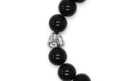 Unisex Sterling Silver & Black Onyx Mala/Yoga Bracelet - Medi Safe by Arabesques Jewels