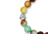 Unisex Sterling Silver & Autumn Agate Mala/Yoga Bracelet - Medi Safe by Arabesques Jewels 
