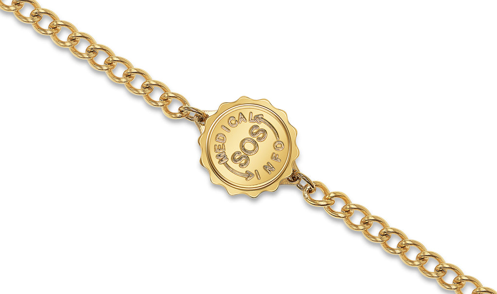 MediSafe by Arabesques Jewels. Waterproof SOS Talisman Bracelet. Stainless Steel. Gold - Medi Safe by Arabesques Jewels