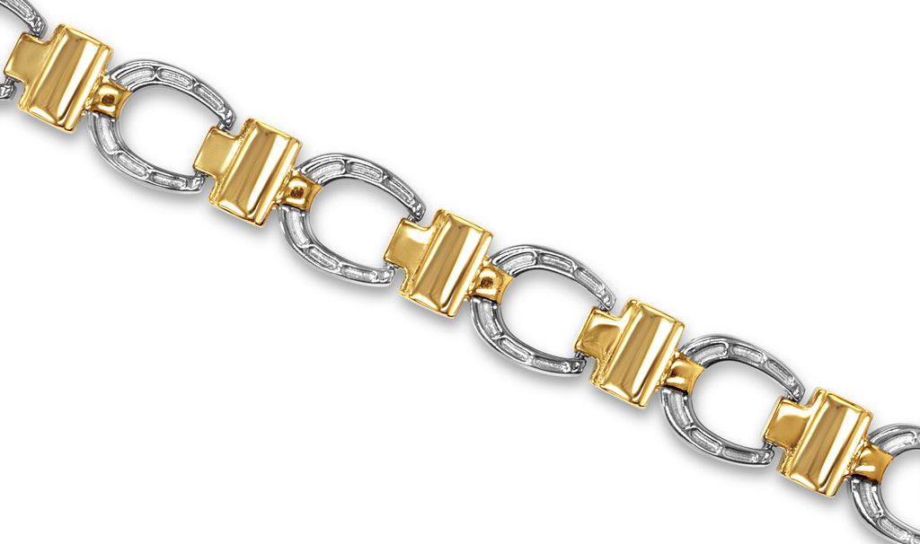 Ladies Premium Magnetic Titanium Equestrian Bracelet in Gold and Silver - Medi Safe by Arabesques Jewels