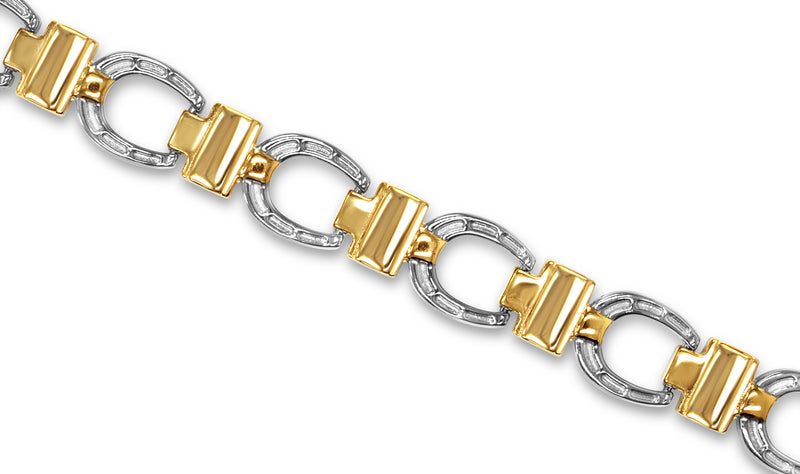 Ladies Premium Magnetic Titanium Equestrian Bracelet in Gold and Silver - Medi Safe by Arabesques Jewels