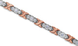 Womens Magnetic Titanium and Crystal Hugs & Kisses Bracelet in Rose Gold and Silver - Medi Safe by Arabesques Jewels