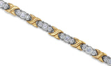 Womens Magnetic Titanium and Crystal Hugs & Kisses Bracelet in Gold and Silver