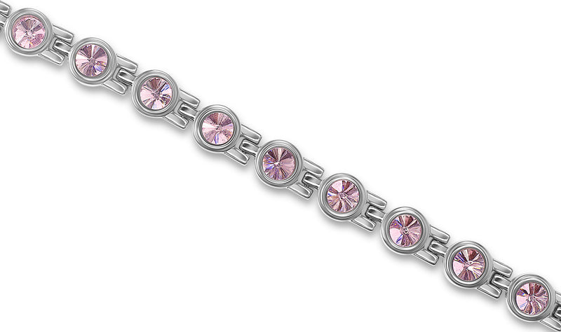 Premium Ladies Pink Swarovski Crystal Titanium  Magnetic Bracelet - Medi Safe by Arabesques Jewels