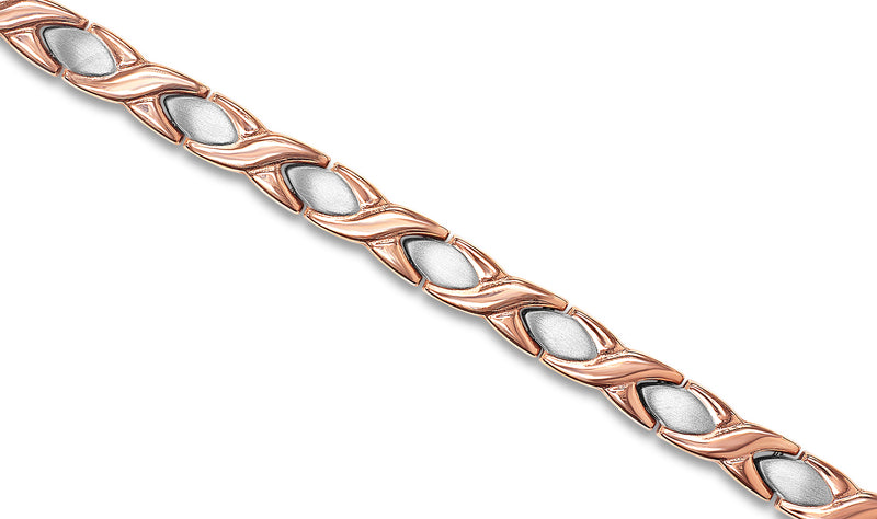 Ladies Titanium Hugs and Kisses Titanium Bracelet in Silver and Rose Gold - Medi Safe by Arabesques Jewels