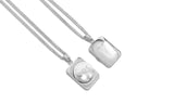 MediSafe by Arabesques. Chunky Mens Stainless Steel SOS Talisman Necklace in Silver