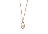 Womens Sterling Silver 925 Dancing Diamond Jewelled Teardrop Necklace in Rose Gold