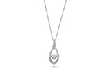 Womens Sterling Silver 925 Dancing Diamond Jewelled Teardrop Necklace