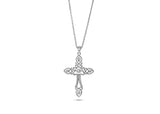 Womens Sterling Silver 925 Dancing Diamond Large Cross Necklace