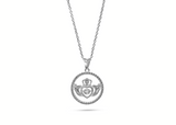 Womens Sterling Silver 925 Dancing Diamond  Claddagh Crown Necklace