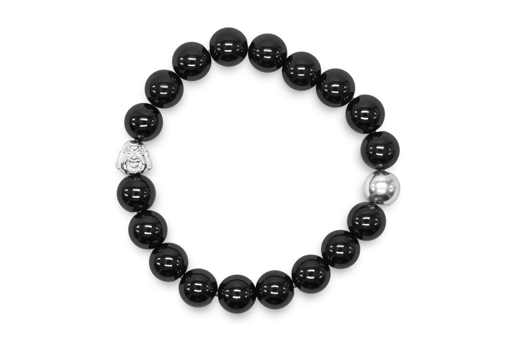 Unisex Sterling Silver & Healing Hematite Mala/Yoga Bracelet - Medi Safe by Arabesques Jewels