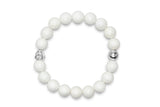 Unisex Sterling Silver & White Jade Buddha Mala/Yoga Bracelet - Medi Safe by Arabesques Jewels 