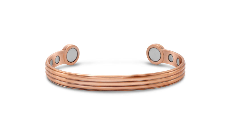 Unisex High Strength Bio Copper Magnetic Torque Bangle in Ridged Rose Gold - Medi Safe by Arabesques Jewels