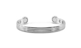 Unisex High Strength Bio Copper Magnetic Torque Bangle in Ridged Silver - Medi Safe by Arabesques Jewels