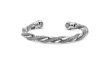 Mens Copper Mesh Twist Magnetic Bangle in Silver - Medi Safe by Arabesques Jewels