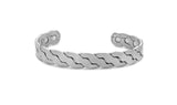 Mens Copper Curb Chain Magnetic Bangle in Pewter