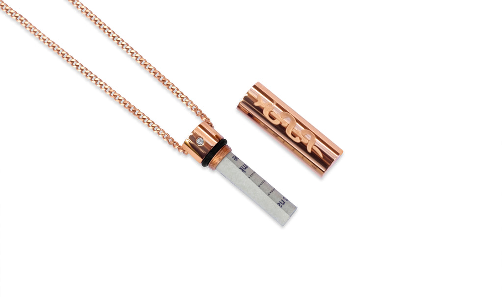 MediSafe by Arabesques Jewels 30" Stainless Steel SOS Talisman Necklace in Rose Gold - Medi Safe by Arabesques Jewels