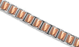 Mens Strong Bio Magnetic Titanium Cubes Bracelet in Rose Gold and Silver
