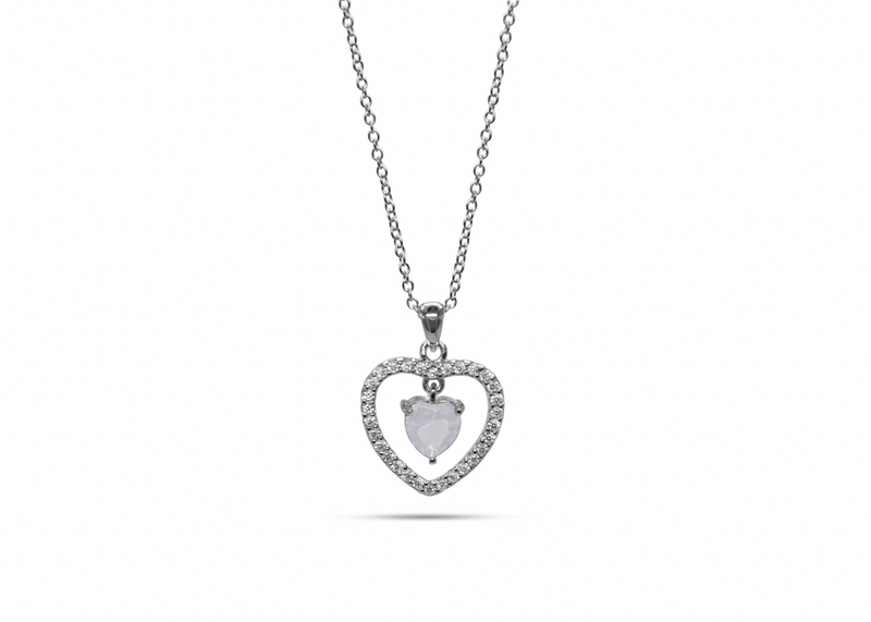 Womens October Opal Birthstone Necklace Pendant. Sterling Silver - Medi Safe by Arabesques Jewels