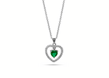 Womens May Emerald Birthstone Necklace Pendant. Sterling Silver