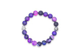 Unisex Sterling Silver & Purple Agate Mala/Yoga Bracelet