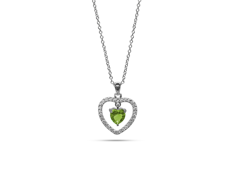 Womens August Peridot Birthstone Necklace Pendant. Sterling Silver - Medi Safe by Arabesques Jewels
