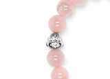 Unisex Sterling Silver & Rose Quartz Buddha Mala/Yoga Bracelet - Medi Safe by Arabesques Jewels 