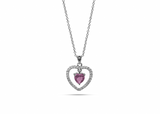 Womens February Amethyst Birthstone Necklace Pendant. Sterling Silver
