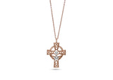 Womens Sterling Silver 925 Dancing Diamond Large Cross Necklace in Rose Gold - Medi Safe by Arabesques Jewels 
