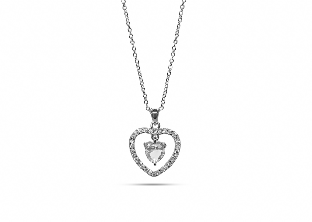 Womens April Diamond Birthstone Necklace Pendant. Sterling Silver - Medi Safe by Arabesques Jewels