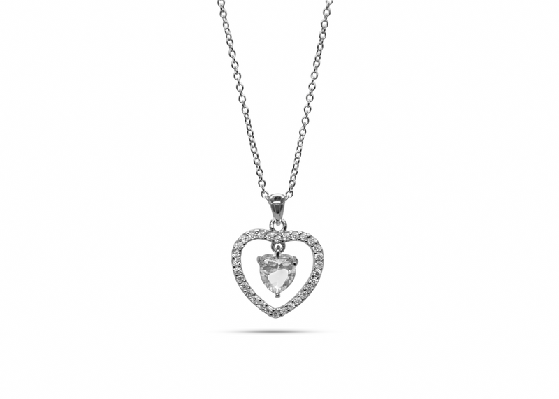 Womens April Diamond Birthstone Necklace Pendant. Sterling Silver - Medi Safe by Arabesques Jewels