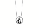 Mens Stainless Steel 'Keep Me In Your Heart' Necklace in Black and Silver - Medi Safe by Arabesques Jewels 
