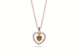 Womens November Amber Citrine Birthstone Necklace Pendant. Sterling Silver/Rose Gold