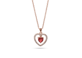 Womens January Garnet Birthstone Necklace Pendant. Sterling Silver/Rose Gold