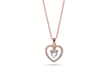 Womens April Diamond Birthstone Necklace Pendant. Sterling Silver/Rose Gold