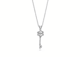 Womens Sterling Silver 925 Dancing Diamond Key Necklace