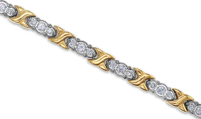 Womens Magnetic Titanium and Crystal Hugs & Kisses Bracelet in Gold and Silver - Medi Safe by Arabesques Jewels 