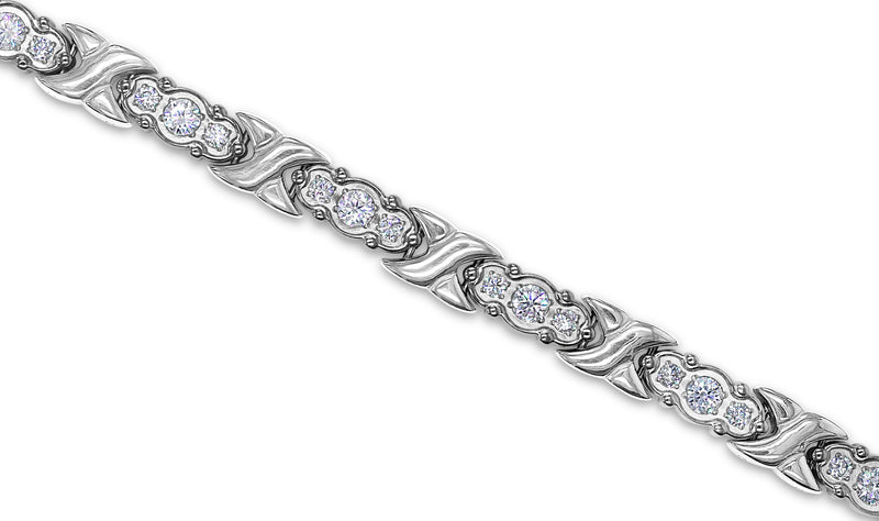 Womens Magnetic Titanium and Crystal Hugs & Kisses Bracelet in Silver - Medi Safe by Arabesques Jewels 