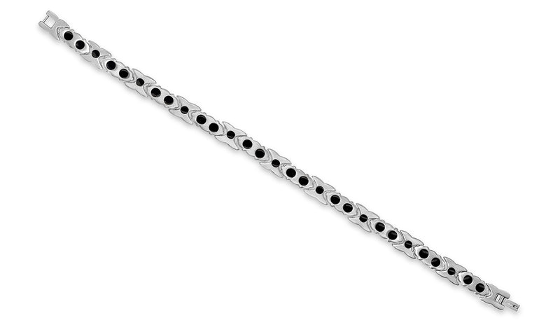 Womens Magnetic Titanium and Crystal Hugs & Kisses Bracelet in Rose Gold and Silver - Medi Safe by Arabesques Jewels 