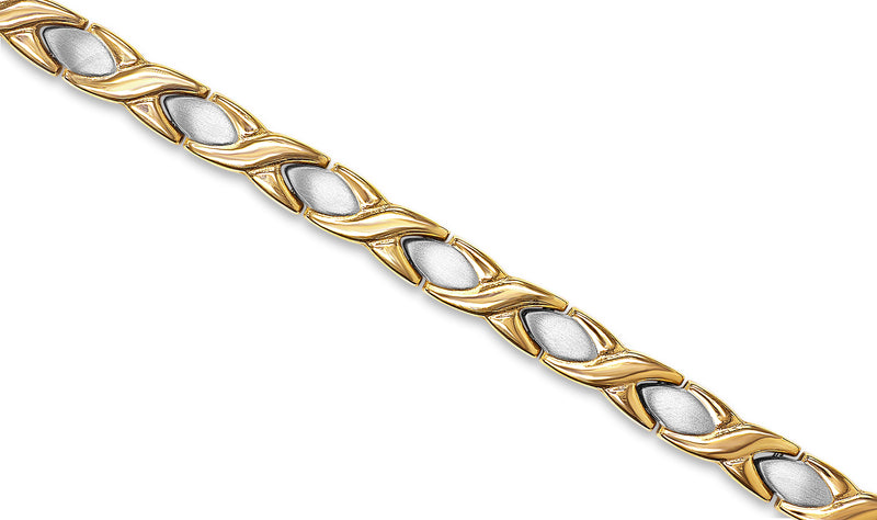 Ladies Titanium Hugs and Kisses Titanium Bracelet in Gold and Silver - Medi Safe by Arabesques Jewels 