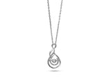 Womens Sterling Silver 925 Dancing Diamond Tear Drop Swirl Necklace
