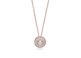 Womens Sterling Silver 925 Dancing Diamond Circle Jewelled Star Necklace in Rose Gold