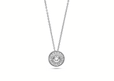 Womens Sterling Silver 925 Dancing Diamond Circle Jewelled Star Necklace